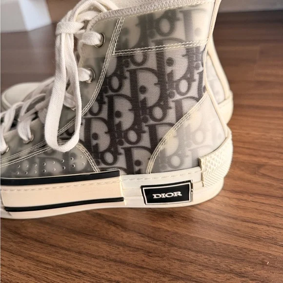 Dior High-Top Sneakers - White and Gray Monogram - Picture 3 of 7